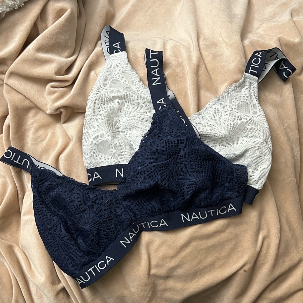 Nautica Women's Lace Bralette - Cream and Navy